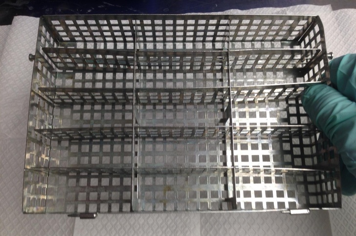 “We use these simple metal baskets to process tissue specimens in our hospital. Our supplier charges us $700 apiece. This is why health care costs are so high.”