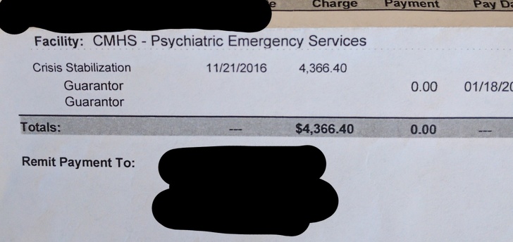 “I forgot my meds and had an anxiety attack at work. My boss freaked out and called 911. I got this bill for less than 2 hours of care and a Xanax.”