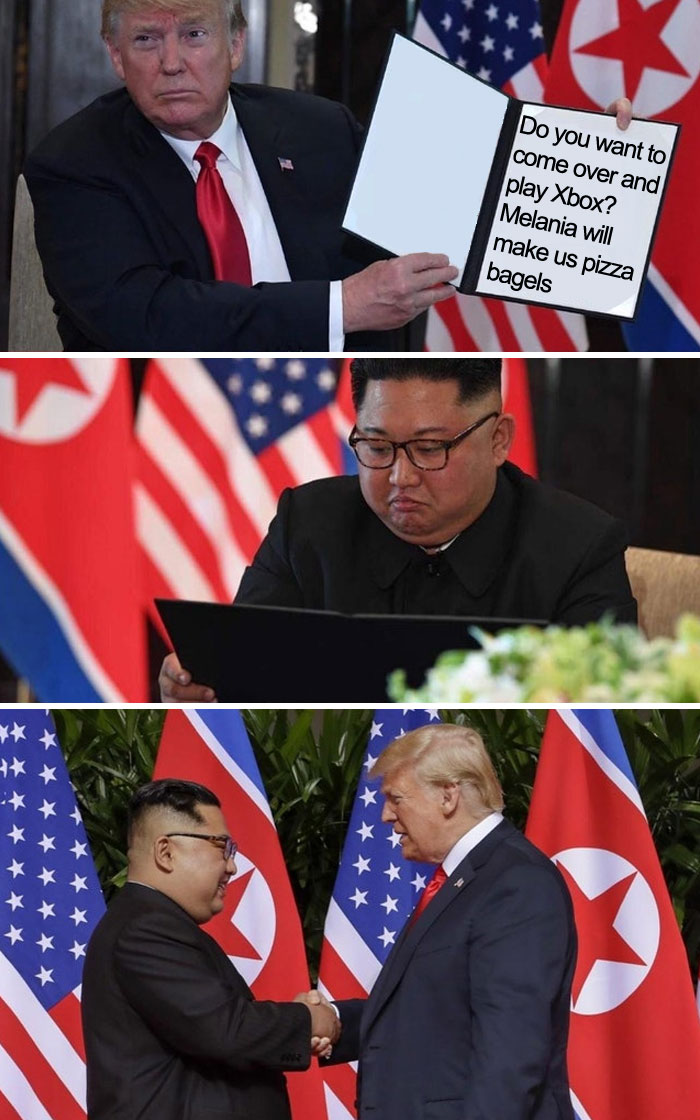 Trump meme with Kim trump kim jong un anime meme - Do you want to come over and play Xbox? Melania will make us pizza bagels