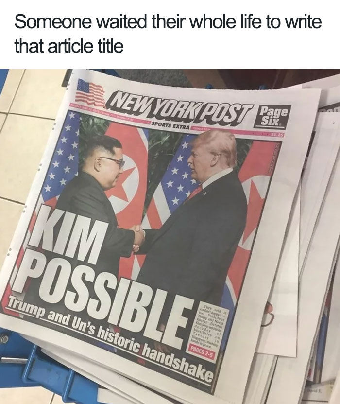 Trump meme with Kim new york post - Someone waited their whole life to write that article title New York Post Price Sports Extra Possible Trump and Un's historic handshake Na Nord debele dictator S Teedy ites Pages 25