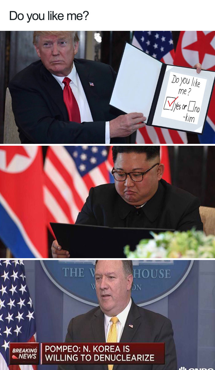 Trump meme with Kim donald trump kim jong un meme generator - Do you me? Do you me ? Myesor Ino The V House On Breaking News Pompeo N. Korea Is Willing To Denuclearize w