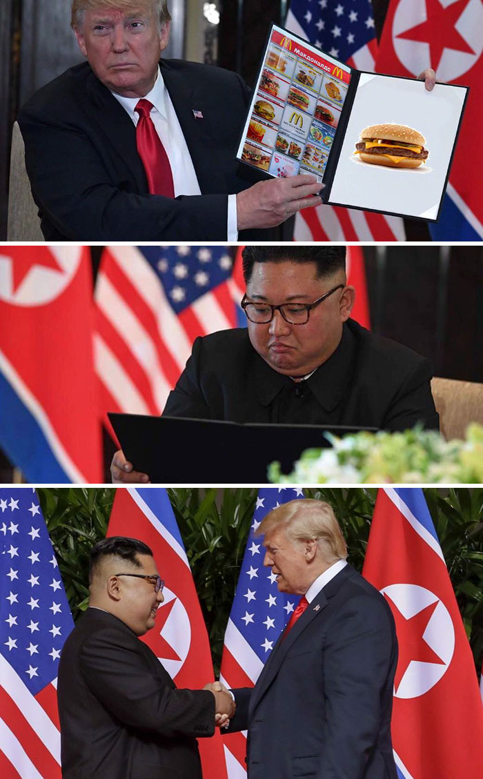 Trump meme with Kim trump and kim jong un meeting meme