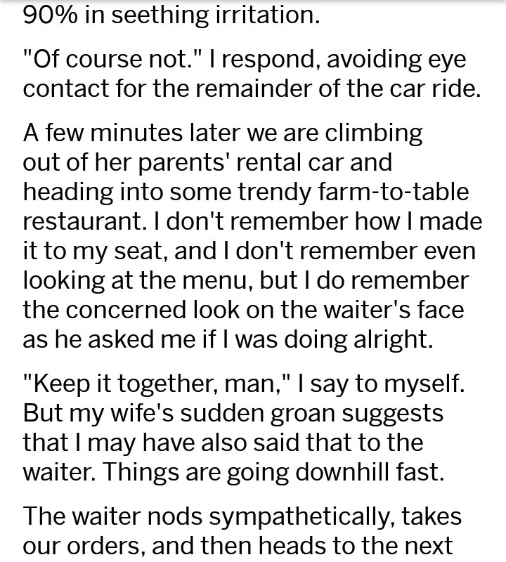 Dude ate way too many 'cookies' before dinner with his in-laws and wigged out.