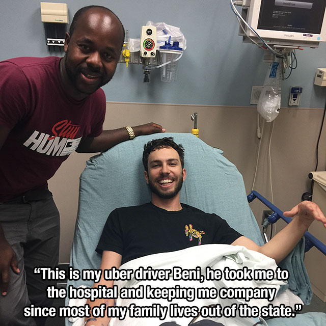 family in the hospital meme - "This is my uber driver Beni, he took me to the hospital and keeping me company since most of my family lives out of the state."