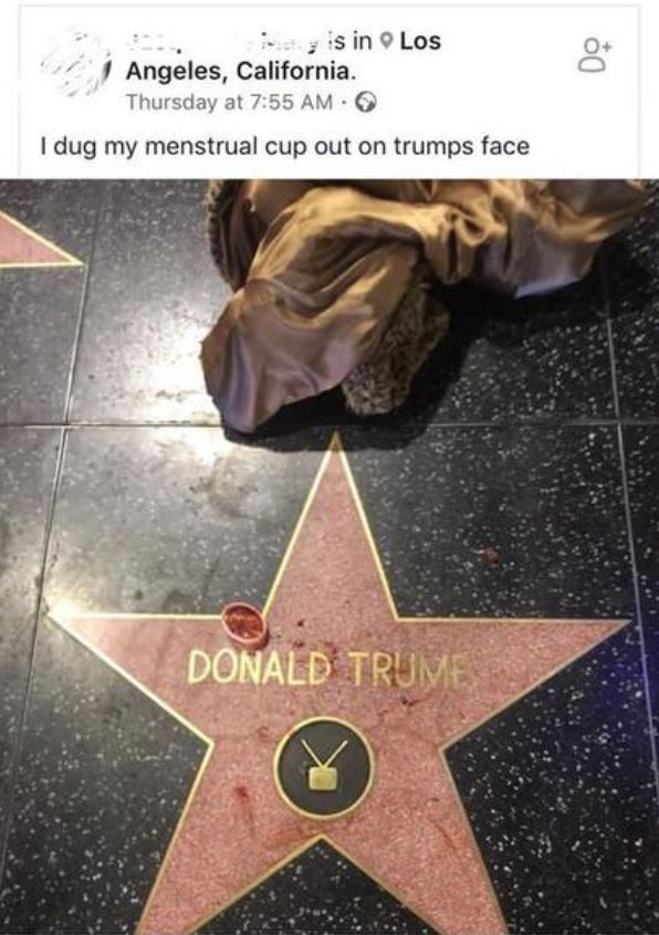 woman who dug out her menstrual cup onto Trump's walk of fame star