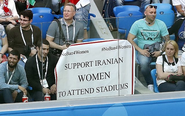 Iranian fans unfurl banner at World Cup demanding home country allow women to sporting events