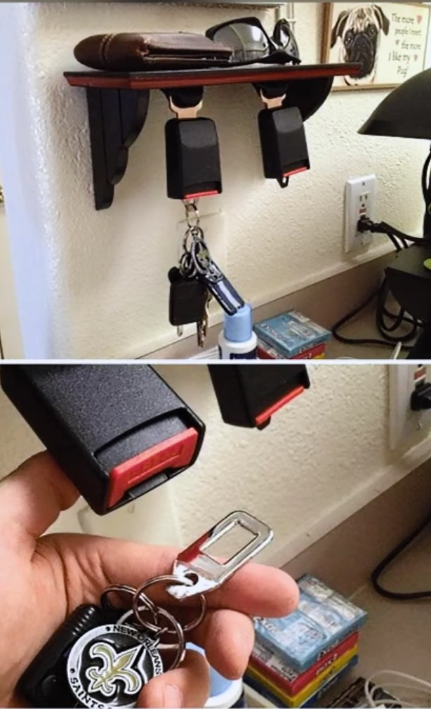 You can turn your old seatbelts into a key holder