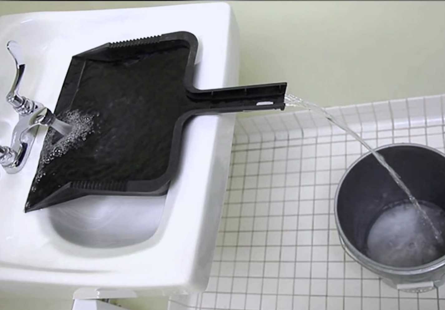 Fill any container that doesn't fit in the sink with the dustpan