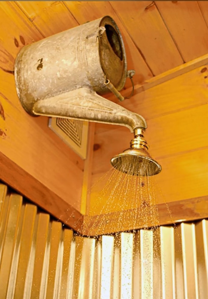 You can turn an old watering can into a shower head