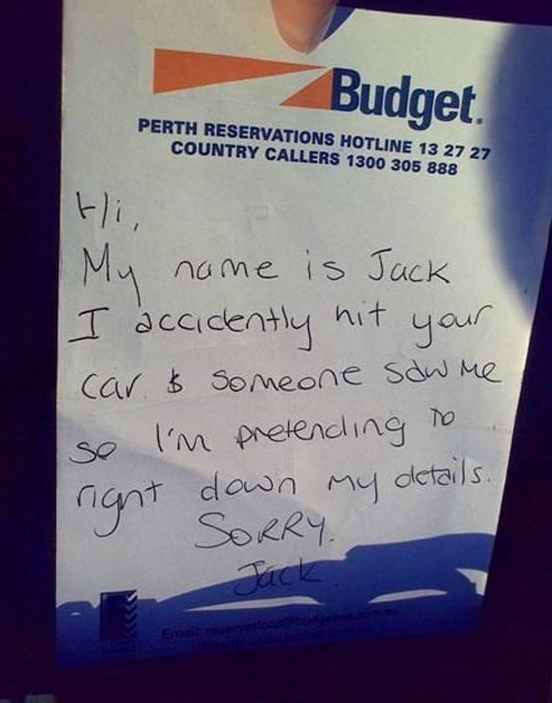 40 notes left on cars for various reasons