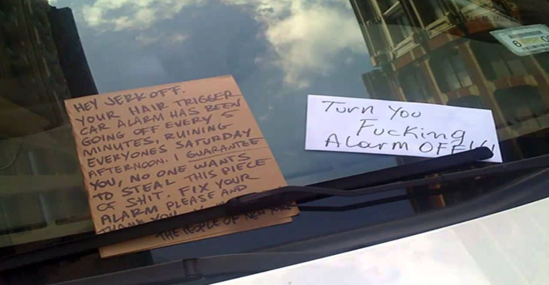 40 notes left on cars for various reasons