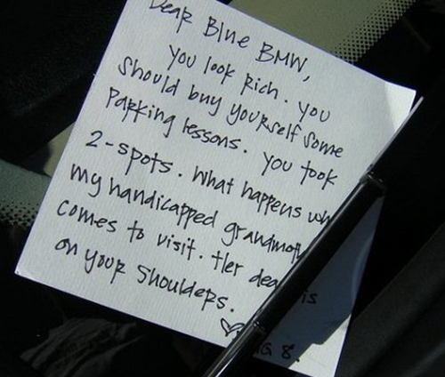 40 notes left on cars for various reasons