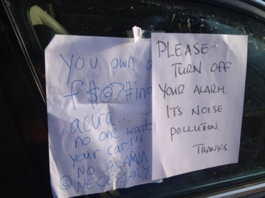 40 notes left on cars for various reasons