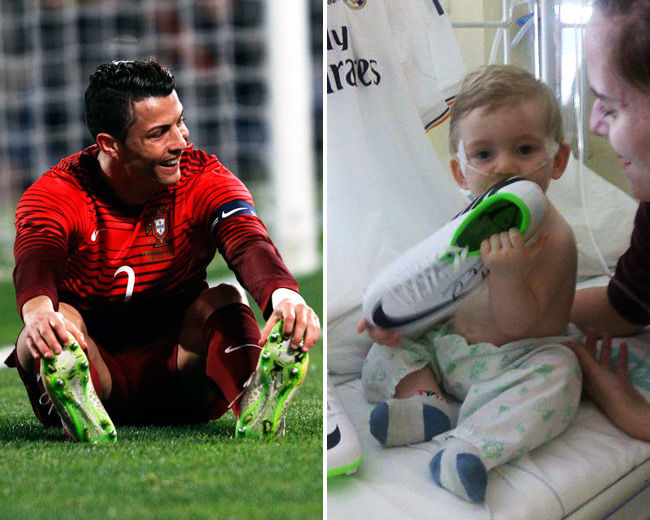 When Cristiano Ronaldo was asked to donate his cleats for a charity auction benefitting 10-month old Erik Ortiz Cruz, who had a brain disorder that can cause 30 seizures a day, he instead paid the whole $83K for his surgery.