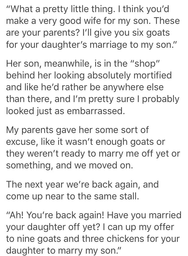 Guy keeps offering goats for girl to marry his son