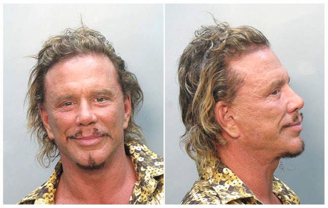Actor Mickey Rourke was arrested in November 2007 by Miami Beach police and charged with driving under the influence. According to cops, the 'Sin City' star was seen making an illegal U-turn on his Vespa scooter and then weaving across the road. Once stopped, police noted that Rourke had bloodshot eyes and smelled of booze. He also didn't perform well on a series of sobriety tests. Rourke, 55, was then transported to the Miami-Dade County jail where he posed for the above mug shot and was held on $1000 bond.
