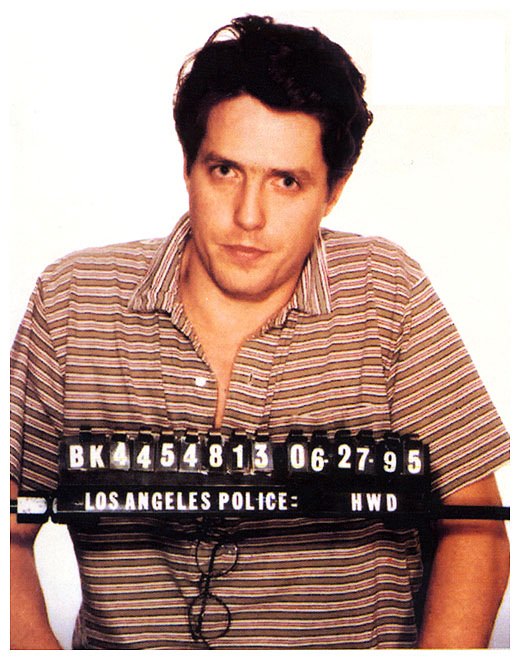 Hugh Grant was arrested in June 1995 by Hollywood police who caught him in the act with hooker Divine Brown. The actor pleaded guilty to a misdemeanor lewd conduct charge and was sentenced to two years probation, and ordered to pay a fine.