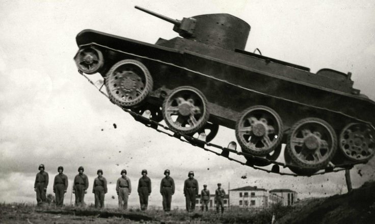 Testing a tank in the USSR in 1935.