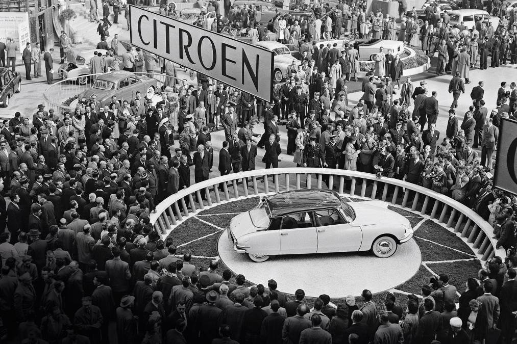 French car maker Citroen having a car show in Buenos Aires, Argentina in 1955.