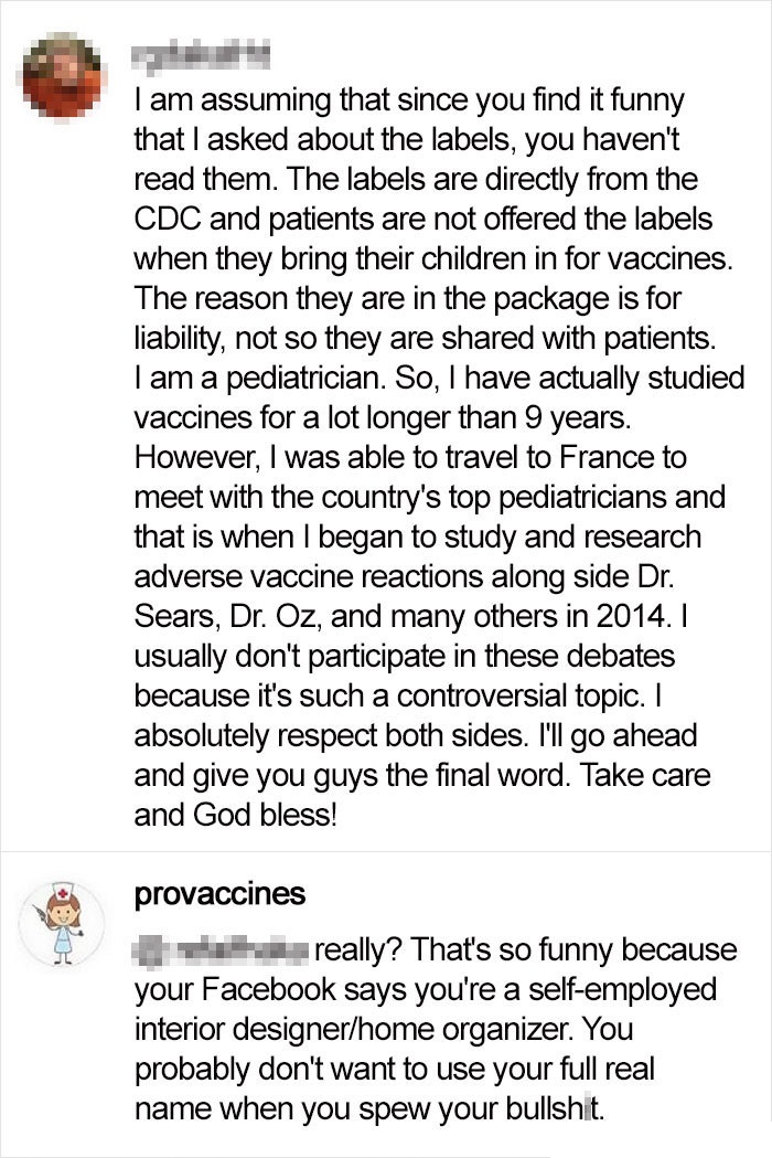 document - I am assuming that since you find it funny that I asked about the labels, you haven't read them. The labels are directly from the Cdc and patients are not offered the labels when they bring their children in for vaccines. The reason they are in