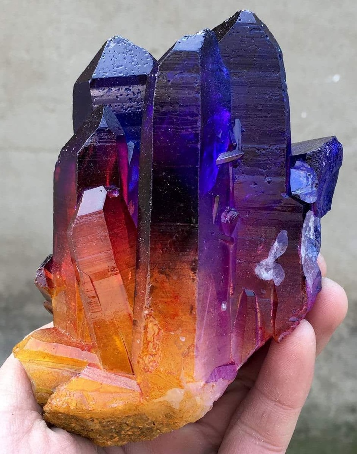 A beautiful rainbow aura quartz