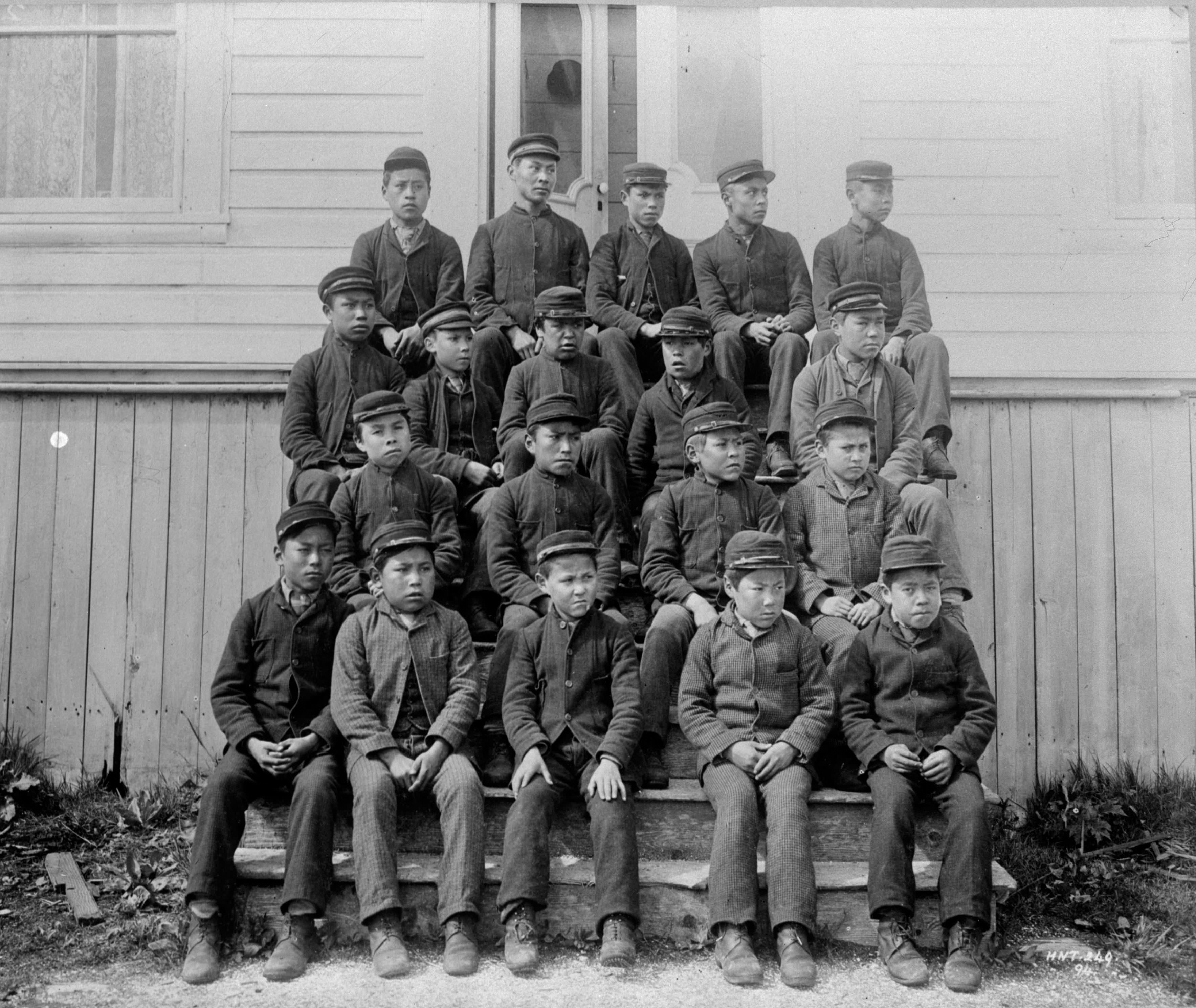 Native First Nation school children posing for a picture in Alberta, Canada in 1909. They were not allowed to speak anything but English, nor wear or discuss anything related to their tribes. It was Canadas way of destroying the Native culture, just like the US tried with Native Americans around the same time period.