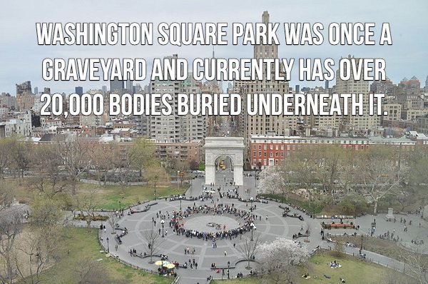 Washington Square Park Was Once A Graveyard And Currently Has Over 20,000 Bodies Buried Underneath It.. M