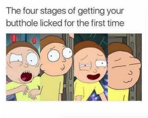 sex memes - The four stages of getting your butthole licked for the first time