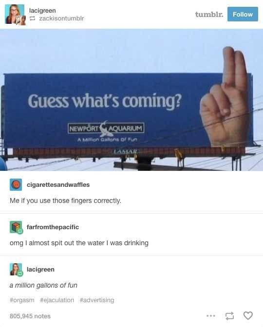 guess what's coming meme - lacigreen zackisontumblr tumblr. Guess what's coming? Newprt Aquarium A n Galions or Fun cigarettesandwaffles Me if you use those fingers correctly. farfromthepacific omg I almost spit out the water I was drinking lacigreen a mi