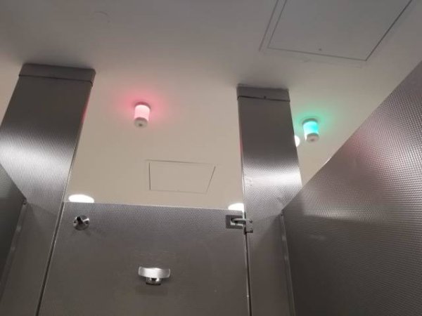 Avoid that awkward stall knock (or push) with the bathroom occupancy lights.
