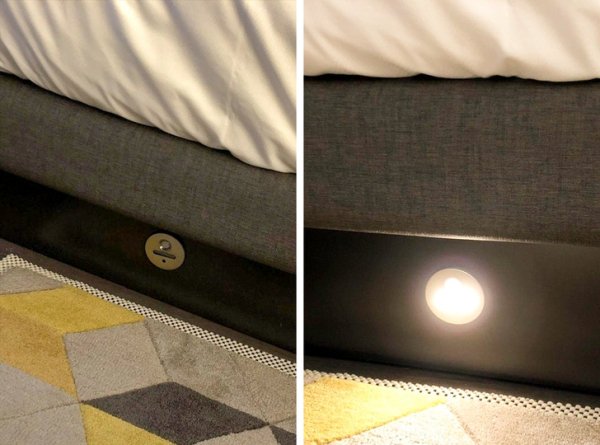 “My hotel has motion sensor foot lamps for getting out of bed in the dark.”