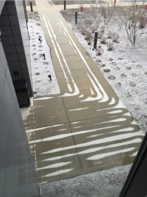 This office installed heated sidewalks outside so employees don’t slip on the way in.