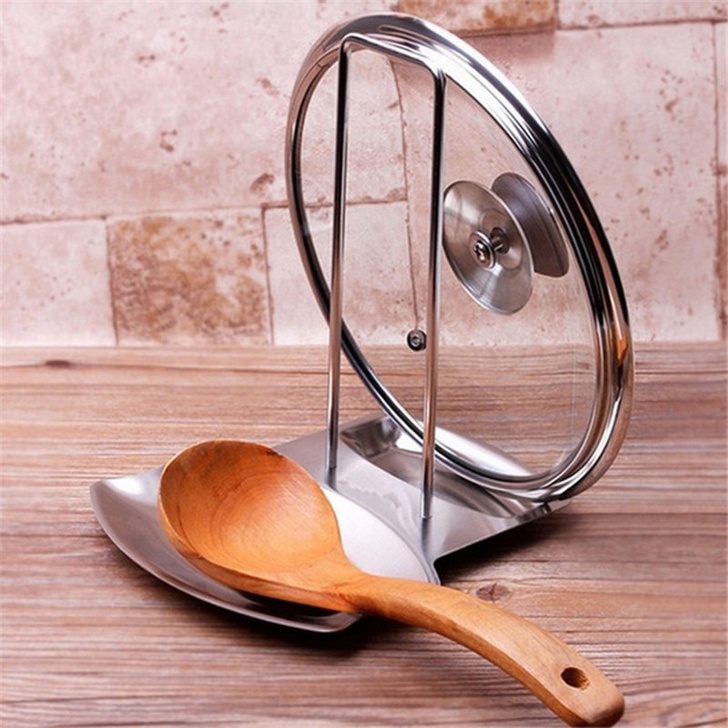 A spoon and pan lid holder