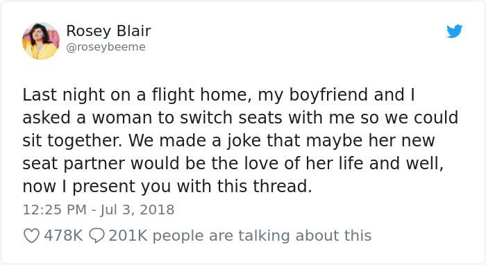 Woman Switches Plane Seats With A Stranger, Live-Tweets New Seat Mates Flirting