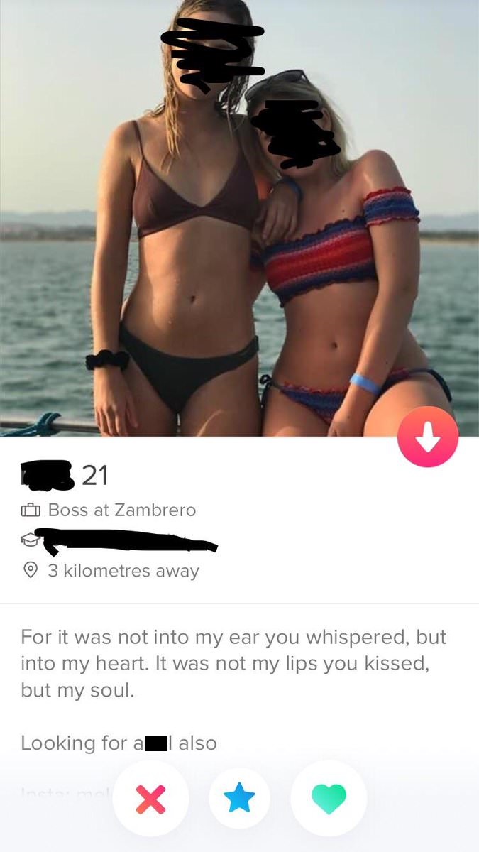 tinder- tinder imgur anal - 321 Boss at Zambrero 3 kilometres away For it was not into my ear you whispered, but into my heart. It was not my lips you kissed, but my soul. Looking for all also