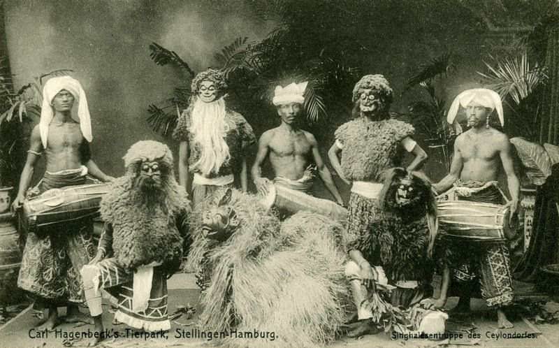 Northern Indian tribesmen of the Sinhalese pose for a picture in Hamburg, Germany in 1908.