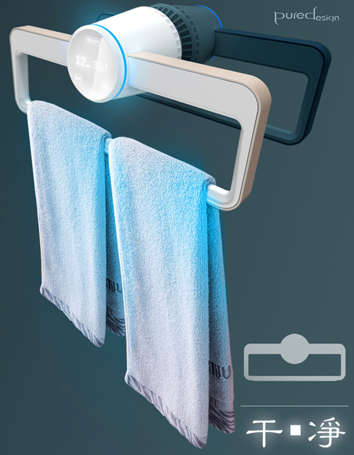 A hanger that dries and disinfects towels
