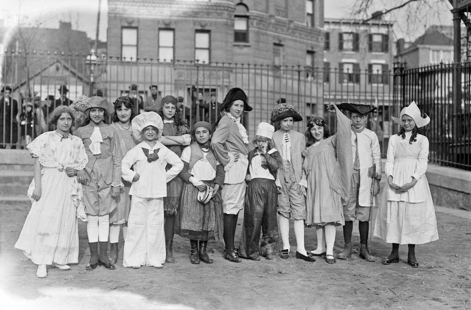 Children preparing for a play for the dedication of the William J. Gaynor Park Playground 
and Recreation House in NYC, US in 1929.