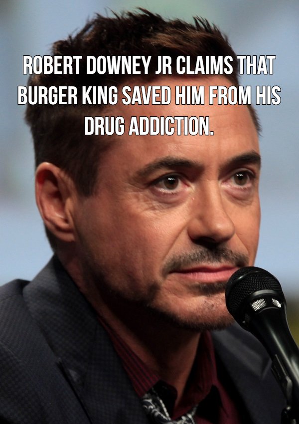 junior actor - Robert Downey Jr Claims That Burger King Saved Him From His Drug Addiction.