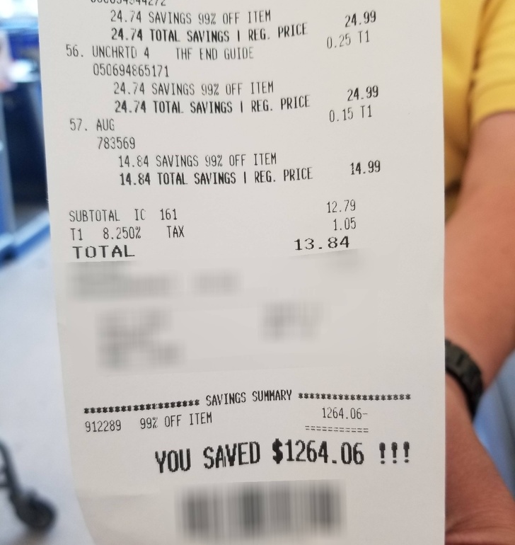 "I closed a large toy store today. This is what most receipts look like on a store's final day of business."