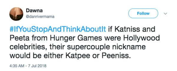 matt gaetz threat - Dawna if Katniss and Peeta from Hunger Games were Hollywood celebrities, their supercouple nickname would be either Katpee or Peeniss.
