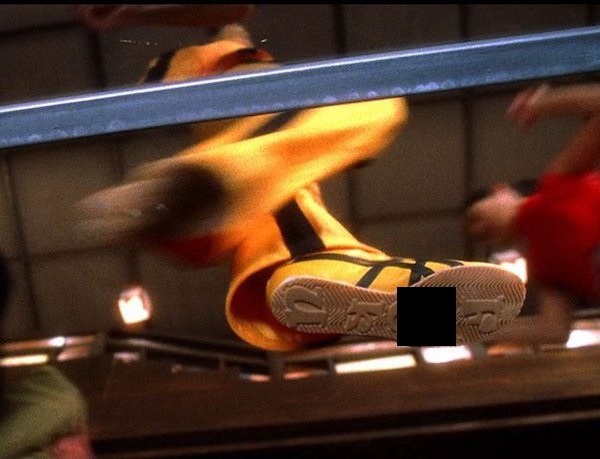 In a ‘blink and you’ll miss it’ easter egg, the bottom of the Bride from the Kill Bill’s shoe can be seen to have ‘F**K U’ inscribed on it.