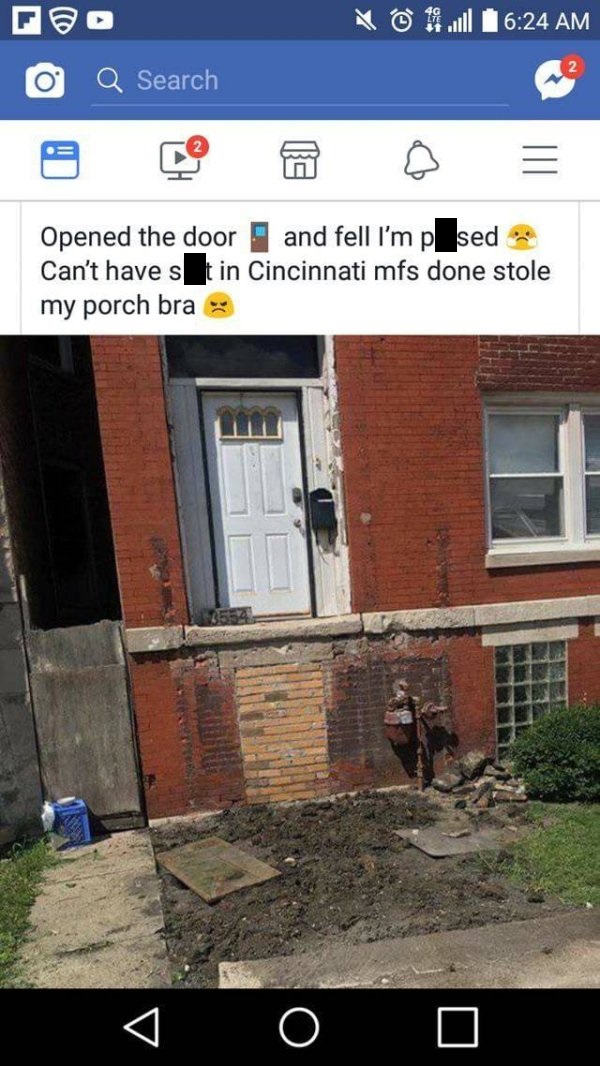 detroit someone stole my porch - 4 Fo O Q Search Opened the door and fell I'm p_sed Can't have s Itin Cincinnati mfs done stole my porch bra 1 0 0