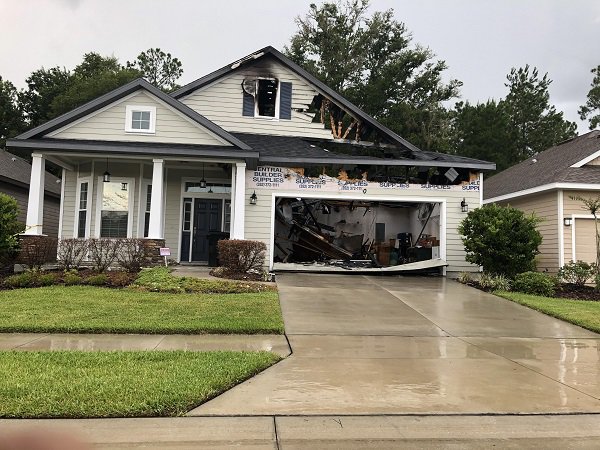 This house was struck by lightning.