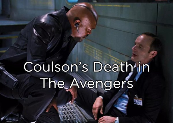 Apparently, there are varying degrees of how bad a back stab is when viewed by the MPAA rating bureau. In fact, simply having a weapon thrust from the rear coming out the front can take a movie from PG-13 to and “R” ratings. Thus, Coulson’s death had to be toned way down, with the theatrical release editing out the protruding blade completely.