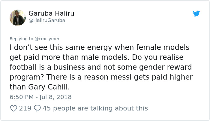 modi tweet against gst bill - Garuba Haliru I don't see this same energy when female models get paid more than male models. Do you realise football is a business and not some gender reward program? There is a reason messi gets paid higher than Gary Cahill