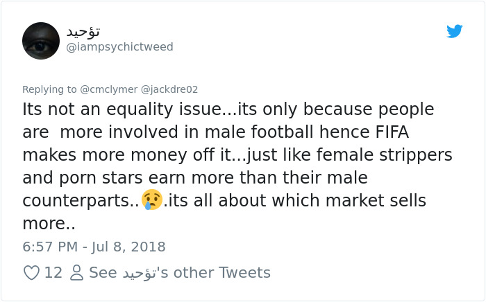 funny anti vaxxer tweets - Its not an equality issue...its only because people are more involved in male football hence Fifa makes more money off it...just female strippers and porn stars earn more than their male counterparts.. .its all about which marke
