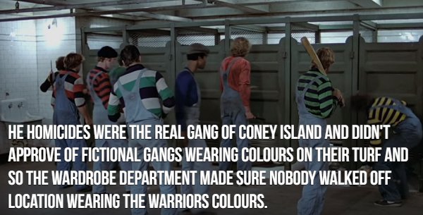 photo caption - He Homicides Were The Real Gang Of Coney Island And Didn'T Approve Of Fictional Gangs Wearing Colours On Their Turf And So The Wardrobe Department Made Sure Nobody Walked Off Location Wearing The Warriors Colours.