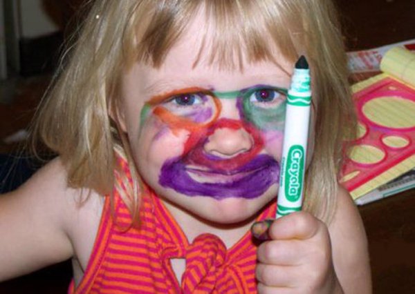 funny kid makeup - ook Crayola in