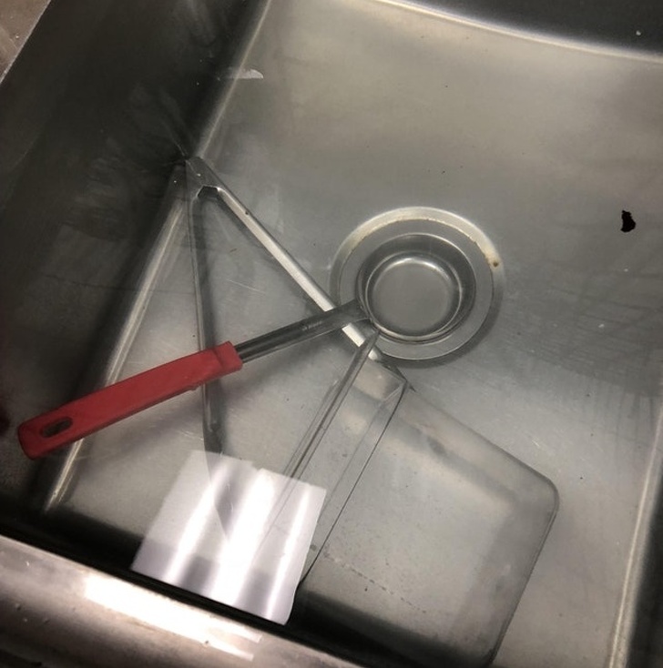 “It took me a while to figure out why my sink full of dishes wouldn’t drain.”